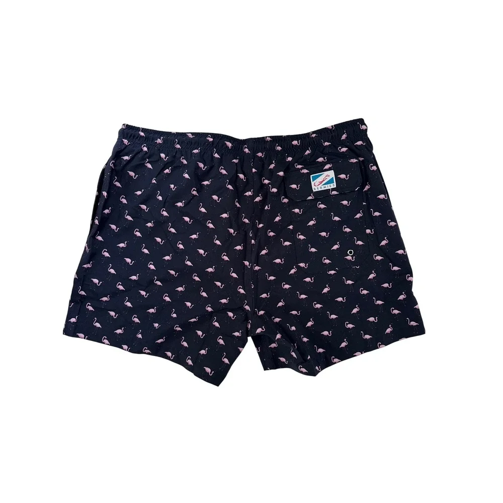 Bermies Mens Original Cut Swim Trunks Navy Pink Flamingo FLAMINGO2.0-L Large NEW